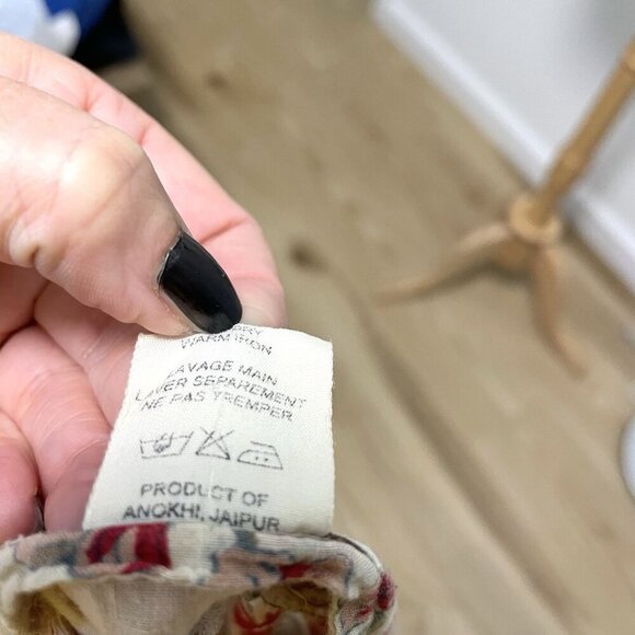 Vintage ANOKHI Floral Tunic Dress Short Sleeve Hippie Boho Gypsy size Medium - Picture 10 of 11